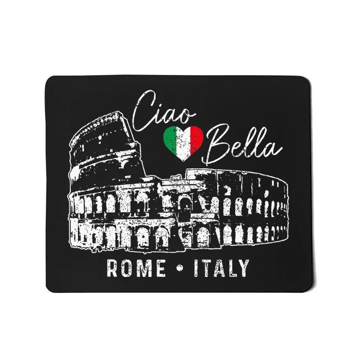 Rome Italy Roma Italia Colosseum Vintage Italian Flag Mousepad