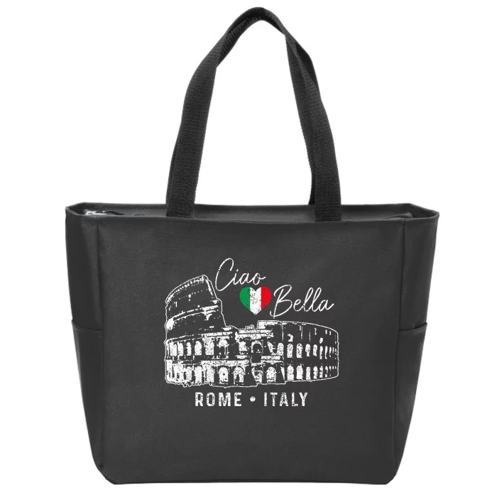 Rome Italy Roma Italia Colosseum Vintage Italian Flag Zip Tote Bag