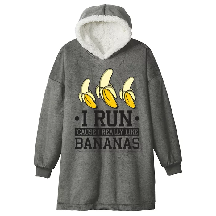 Runner I Run Because I Like Bananas Marathoner Funny Running Gift Hooded Wearable Blanket