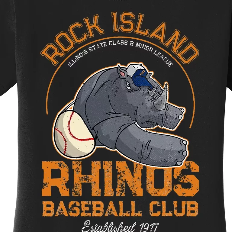 Rock Island Rhinos Retro Minor League Baseball Team Women's T-Shirt