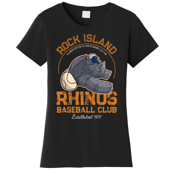 Rock Island Rhinos Retro Minor League Baseball Team Women's T-Shirt