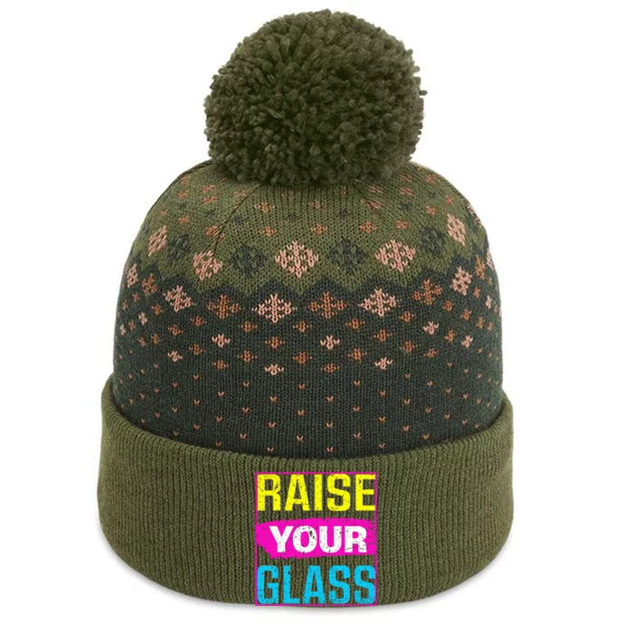 Retro I Raise Your Glass The Baniff Cuffed Pom Beanie