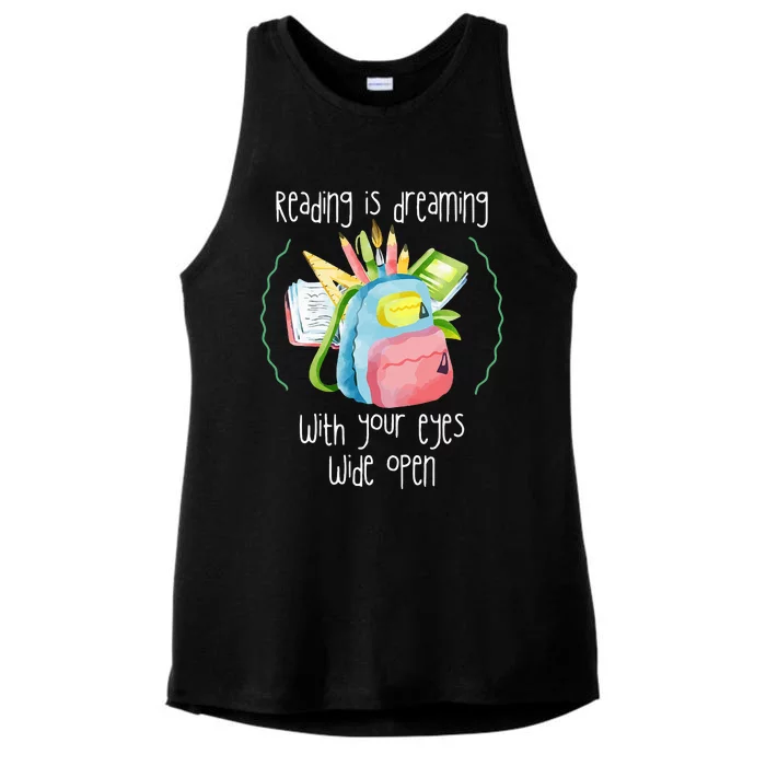 Reading Intervention Reading Is Dreaming Library Student Ladies Tri-Blend Wicking Tank