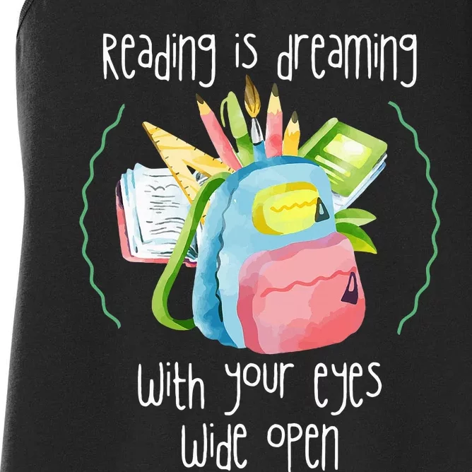 Reading Intervention Reading Is Dreaming Library Student Women's Racerback Tank