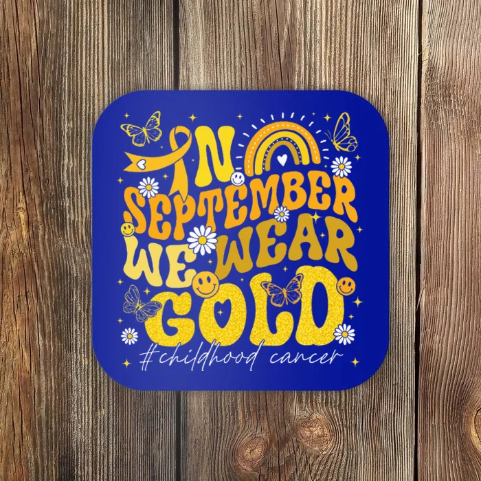 Rainbow In September We Wear Gold Childhood Cancer Awareness Coaster