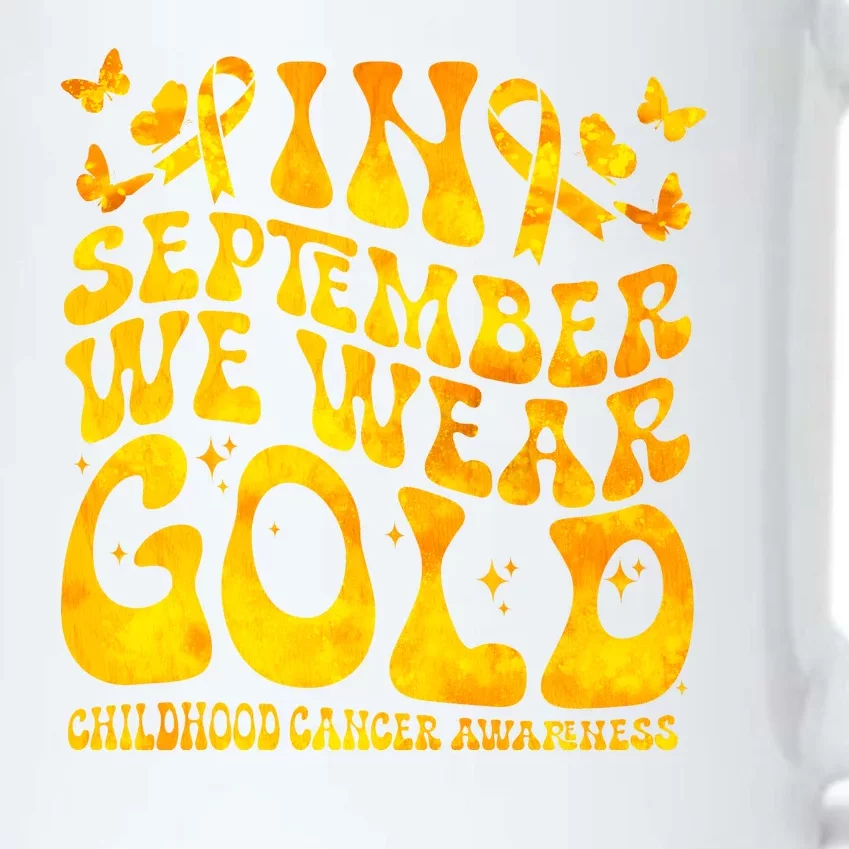 Retro In September We Wear Gold Childhood Cancer Awareness Black Color Changing Mug