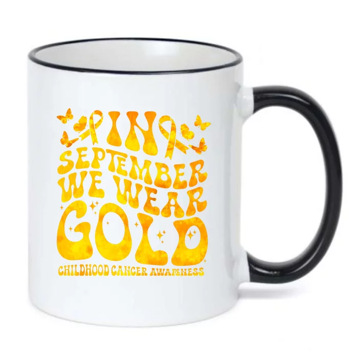 Retro In September We Wear Gold Childhood Cancer Awareness Black Color Changing Mug