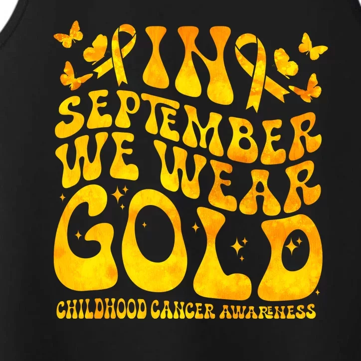 Retro In September We Wear Gold Childhood Cancer Awareness Performance Tank