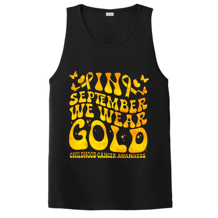 Retro In September We Wear Gold Childhood Cancer Awareness Performance Tank