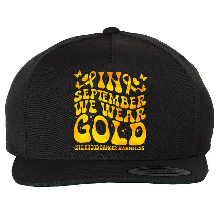 Retro In September We Wear Gold Childhood Cancer Awareness Wool Snapback Cap