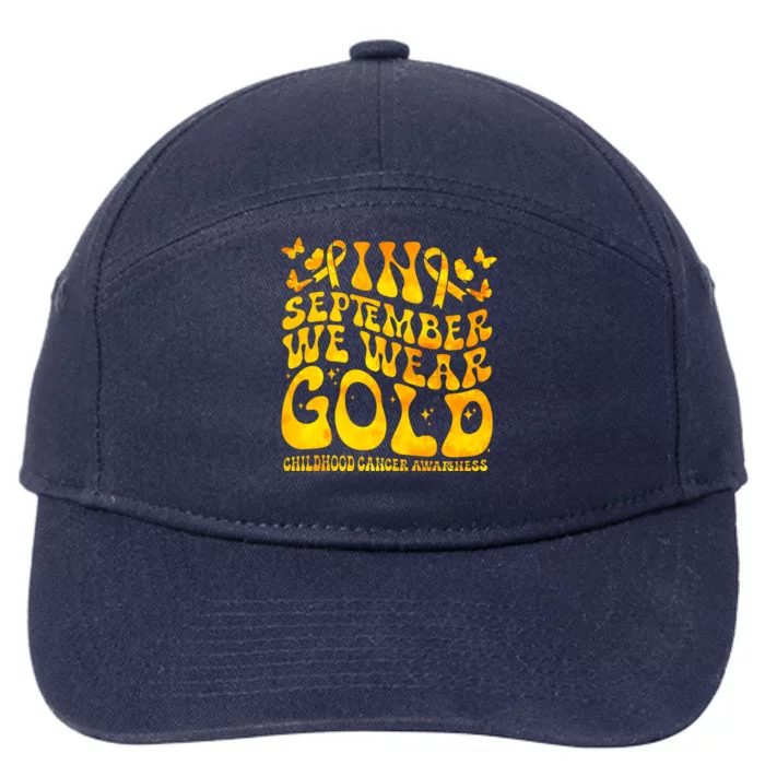 Retro In September We Wear Gold Childhood Cancer Awareness 7-Panel Snapback Hat