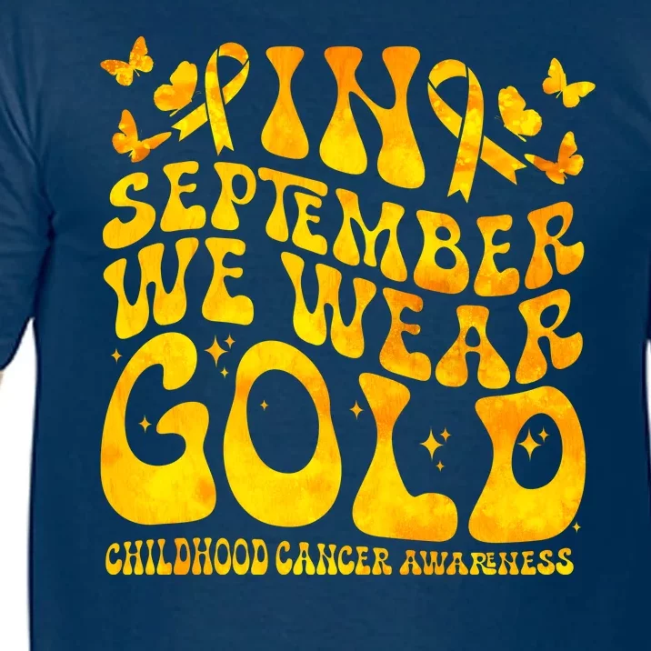 Retro In September We Wear Gold Childhood Cancer Awareness Comfort Colors T-Shirt