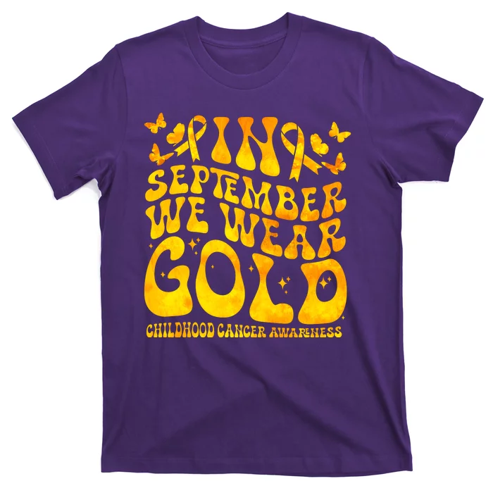 Retro In September We Wear Gold Childhood Cancer Awareness T-Shirt