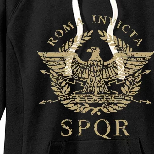 Roma Invicta Spqr Roman Eagle Distressed Women's Fleece Hoodie