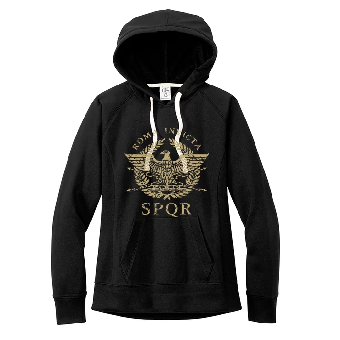 Roma Invicta Spqr Roman Eagle Distressed Women's Fleece Hoodie