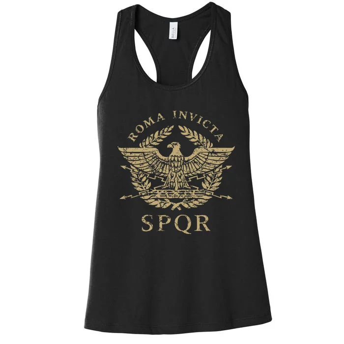 Roma Invicta Spqr Roman Eagle Distressed Women's Racerback Tank