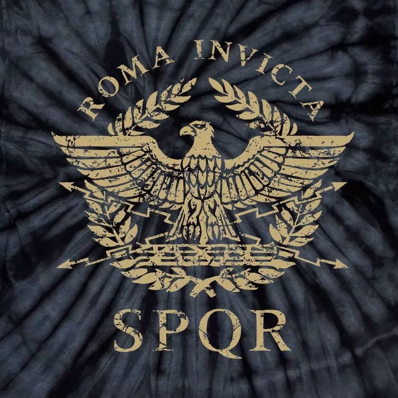 Roma Invicta Spqr Roman Eagle Distressed Tie-Dye T-Shirt