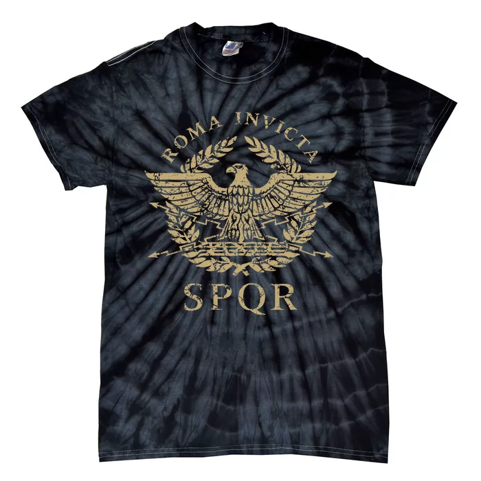 Roma Invicta Spqr Roman Eagle Distressed Tie-Dye T-Shirt