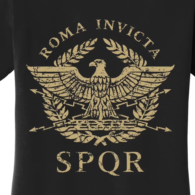 Roma Invicta Spqr Roman Eagle Distressed Women's T-Shirt