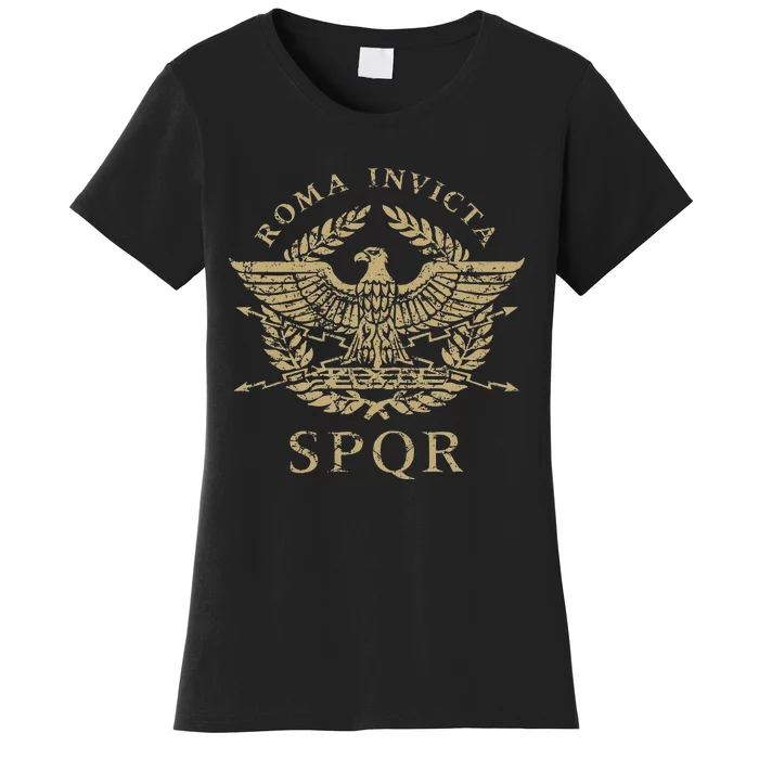 Roma Invicta Spqr Roman Eagle Distressed Women's T-Shirt