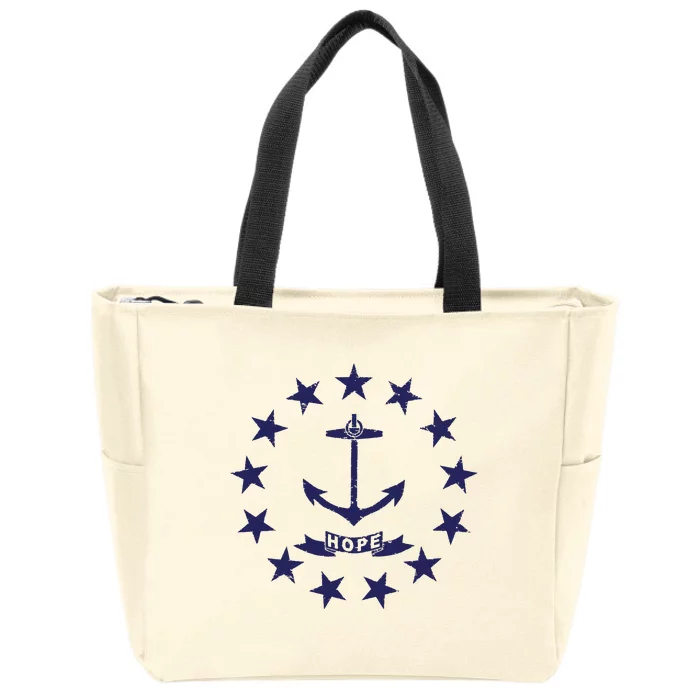 Rhode Island State Flag Distressed Blue Providence Rhode Zip Tote Bag