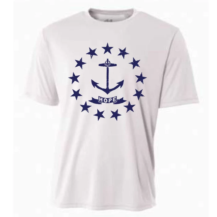 Rhode Island State Flag Distressed Blue Providence Rhode Cooling Performance Crew T-Shirt