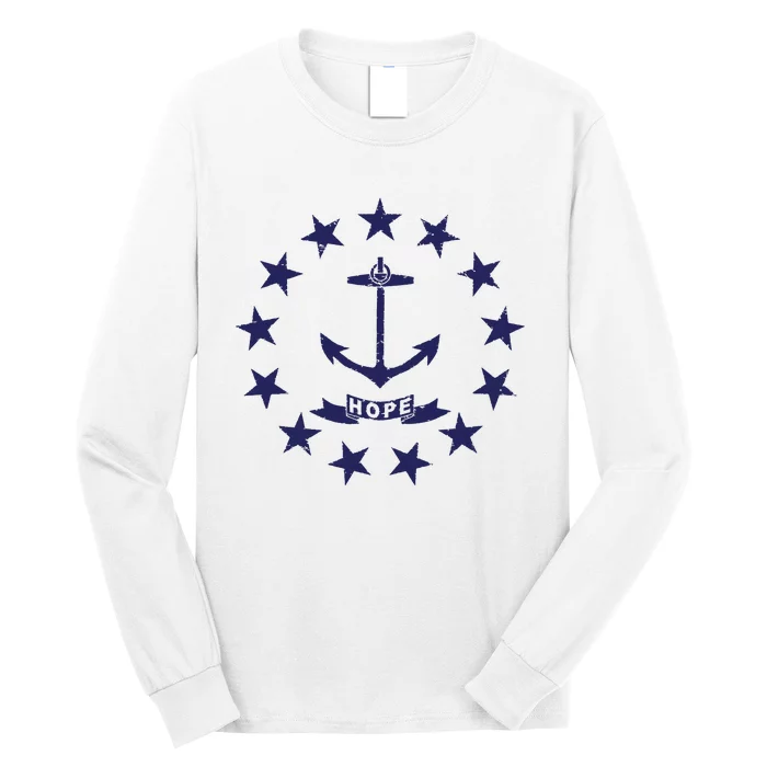 Rhode Island State Flag Distressed Blue Providence Rhode Long Sleeve Shirt