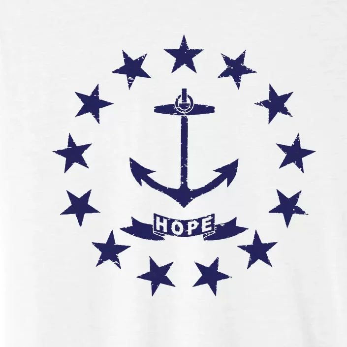 Rhode Island State Flag Distressed Blue Providence Rhode ChromaSoft Performance T-Shirt