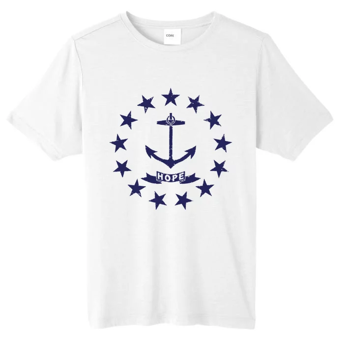 Rhode Island State Flag Distressed Blue Providence Rhode ChromaSoft Performance T-Shirt