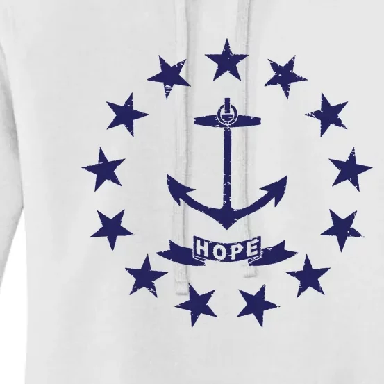 Rhode Island State Flag Distressed Blue Providence Rhode Women's Pullover Hoodie