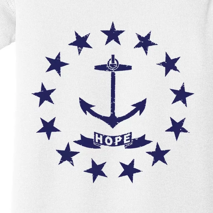 Rhode Island State Flag Distressed Blue Providence Rhode Baby Bodysuit