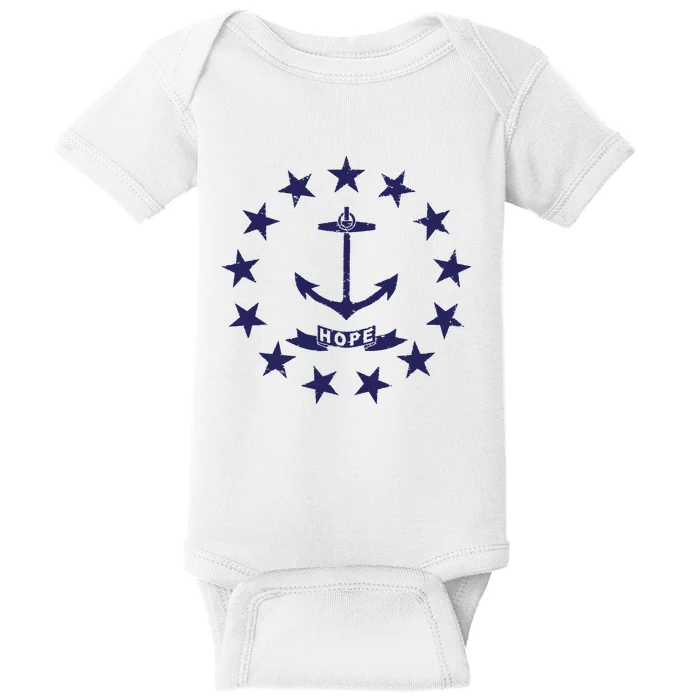 Rhode Island State Flag Distressed Blue Providence Rhode Baby Bodysuit