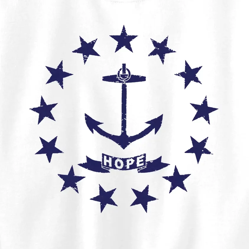 Rhode Island State Flag Distressed Blue Providence Rhode Kids Sweatshirt