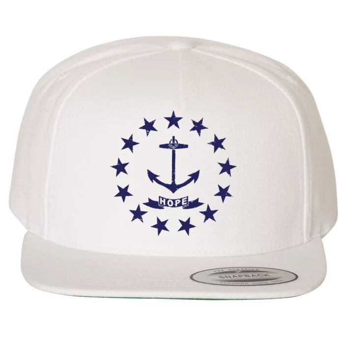 Rhode Island State Flag Distressed Blue Providence Rhode Wool Snapback Cap