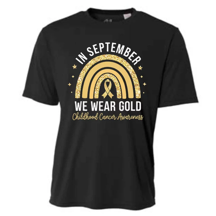 Rainbow In September We Wear Gold Childhood Cancer Awareness Cooling Performance Crew T-Shirt