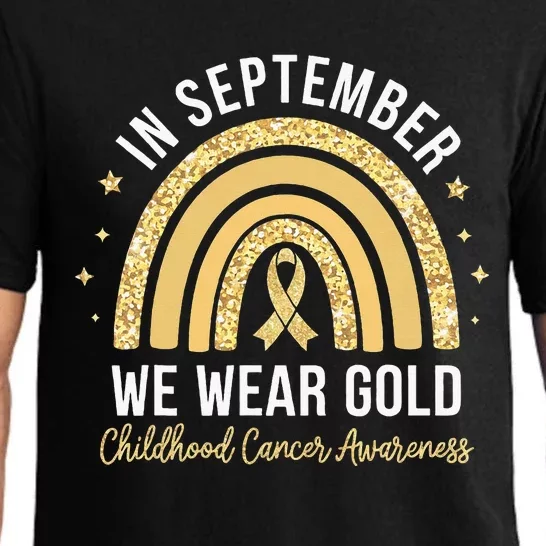 Rainbow In September We Wear Gold Childhood Cancer Awareness Pajama Set