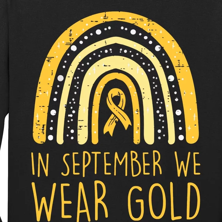 Rainbow In September We Wear Gold Childhood Cancer Awareness Tall Long Sleeve T-Shirt