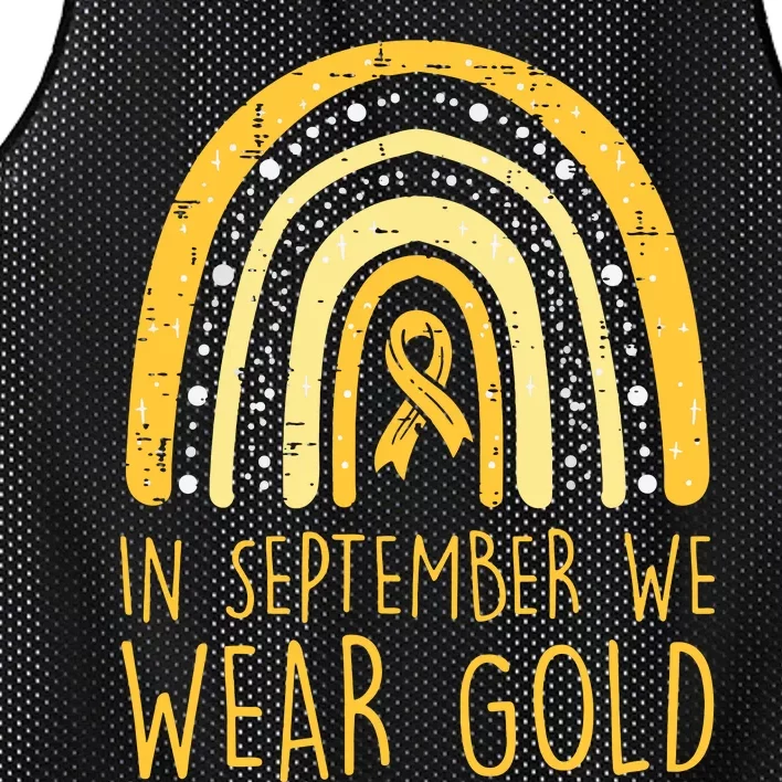 Rainbow In September We Wear Gold Childhood Cancer Awareness Mesh Reversible Basketball Jersey Tank