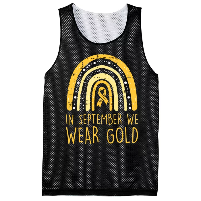 Rainbow In September We Wear Gold Childhood Cancer Awareness Mesh Reversible Basketball Jersey Tank