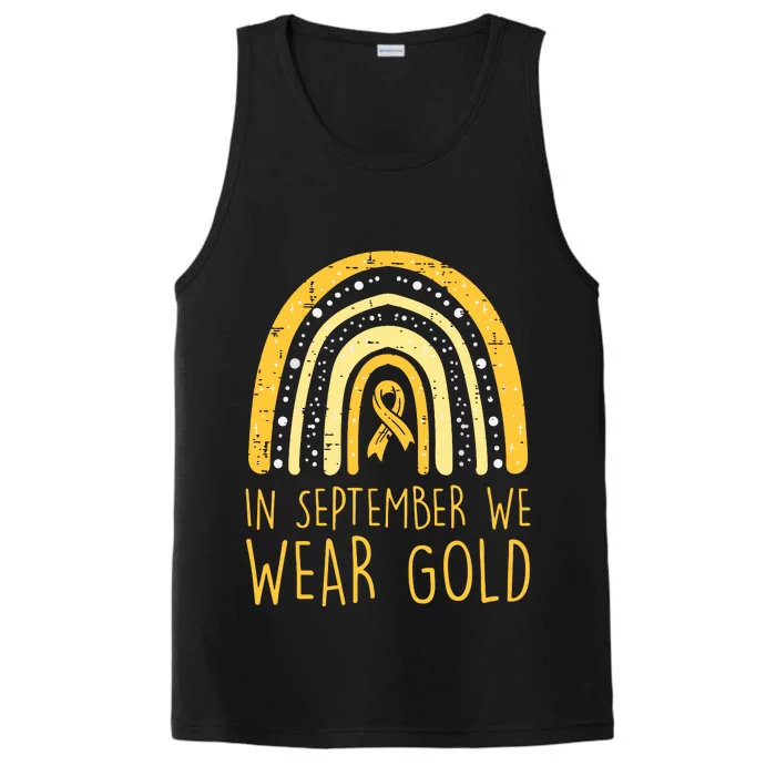 Rainbow In September We Wear Gold Childhood Cancer Awareness Performance Tank