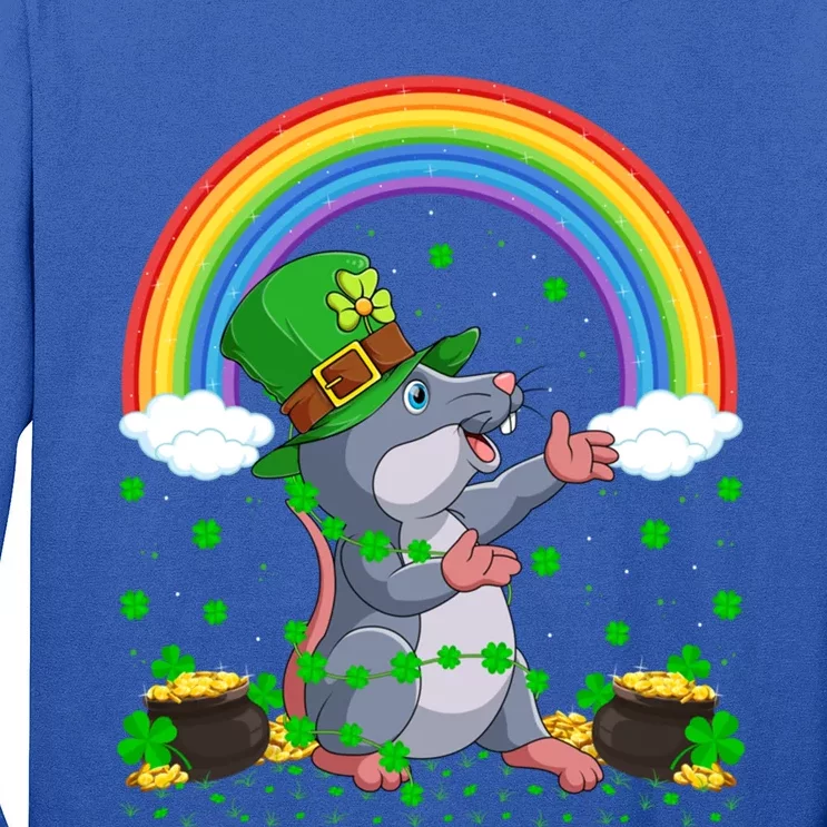 Rainbow Irish Shamrock Rat St Patrick's Day Gift Long Sleeve Shirt