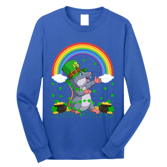 Rainbow Irish Shamrock Rat St Patrick's Day Gift Long Sleeve Shirt