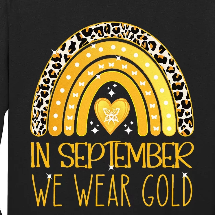 Rainbow In September We Wear Gold Childhood Cancer Awareness Tall Long Sleeve T-Shirt