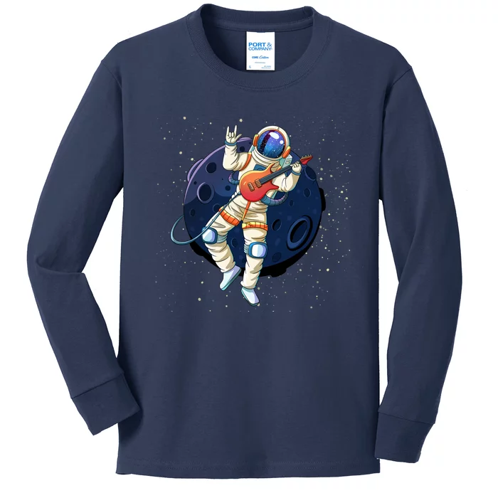 Rocking In Space Astronaut Rock Kids Long Sleeve Shirt