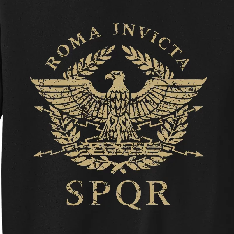 Roma Invicta Spqr Roman Eagle Distressed Tall Sweatshirt