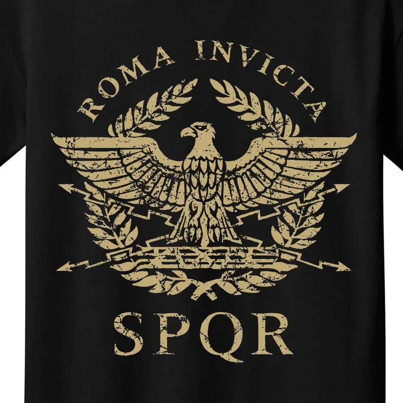 Roma Invicta Spqr Roman Eagle Distressed Kids T-Shirt