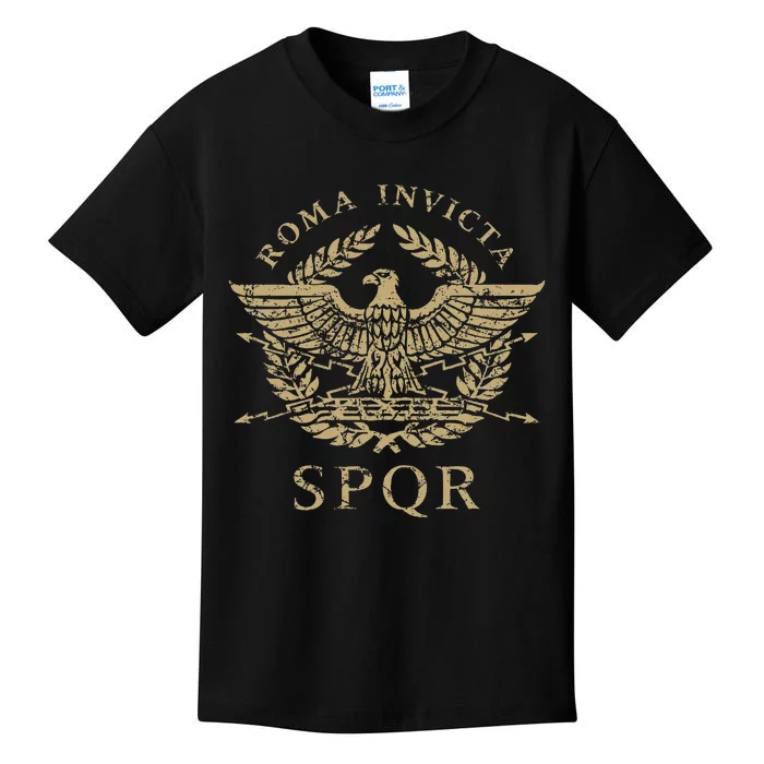 Roma Invicta Spqr Roman Eagle Distressed Kids T-Shirt