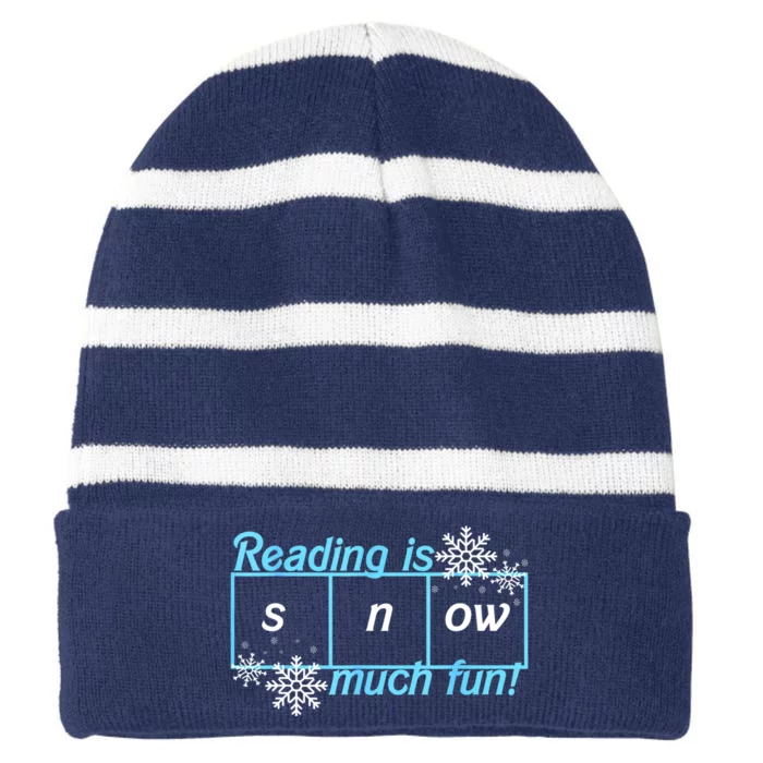 Reading Is Snow Much Fun Science Of Reading Striped Beanie with Solid Band