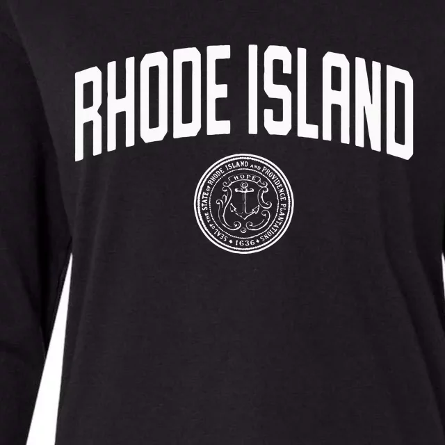 Rhode Island State Seal Logo Sports Womens Cotton Relaxed Long Sleeve T-Shirt