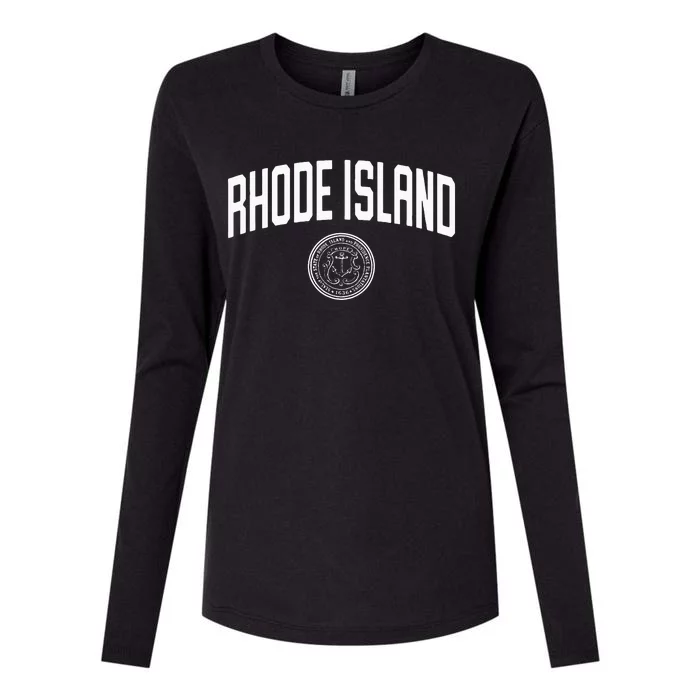 Rhode Island State Seal Logo Sports Womens Cotton Relaxed Long Sleeve T-Shirt